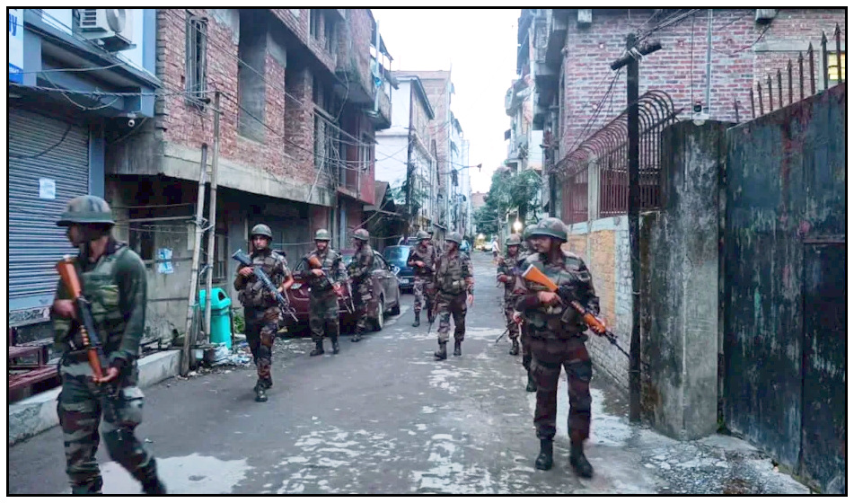 Indian army soldiers on patrol in Manipur