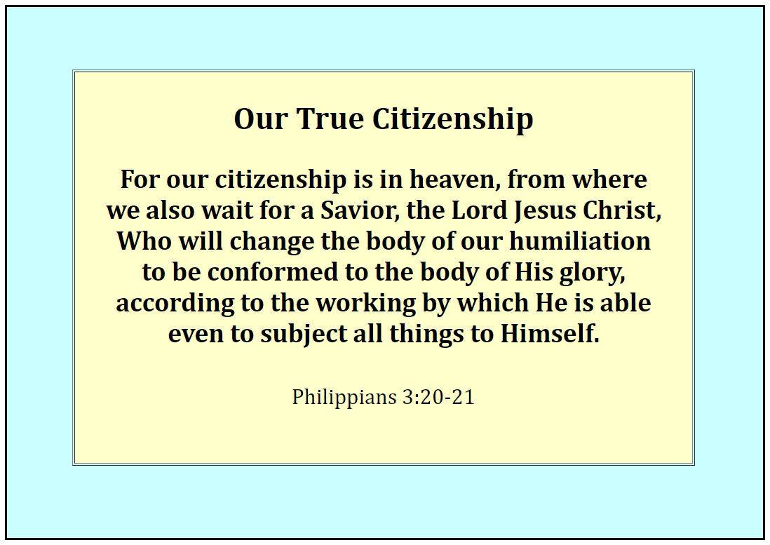 Our Citizenship is in Heaven