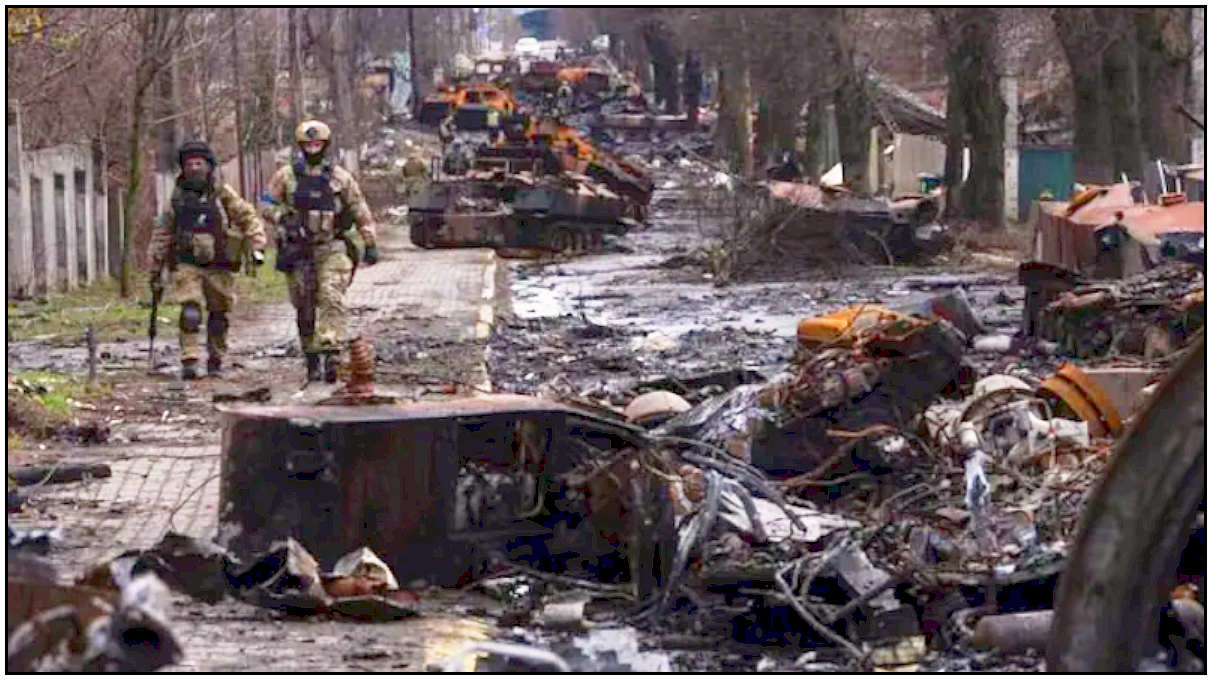 the aftermath of Russian invasion in Bucha