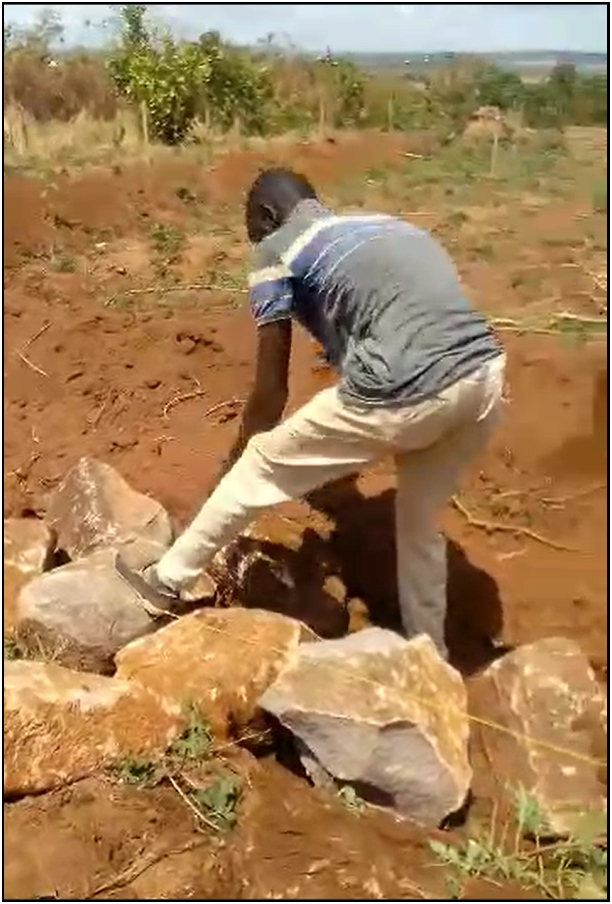 putting rocks in the trenches